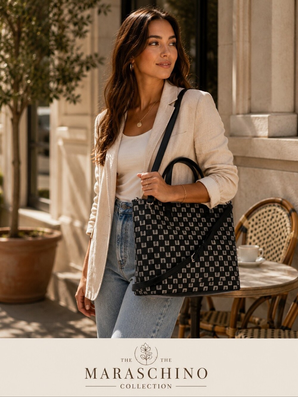 Murway Shay Structured Vegan Leather Monogram Tote NWOT